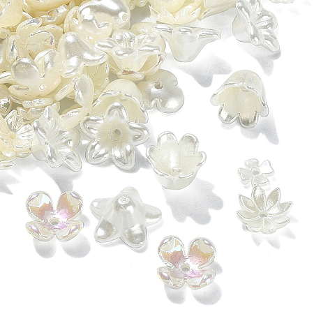 300Pcs ABS Plastic Imitation Pearl Flower Bead Caps KY-CJ0001-59-1