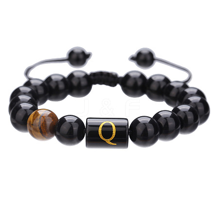 Adjustable Natural Tiger Eye and Glass Beaded Braided Bead Bracelets for Men Women FS-WGD7D76-17-1