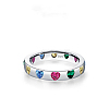 925 Sterling Silver Micro Pave Colorful Cubic Zirconia Finger Rings FS-WGC9F63-19-1