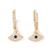 Midnight Blue Cubic Zirconia Horse Eye Dangle Hoop Earrings EJEW-C039-01G-1