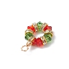 2Pcs 2 Colors K9 Glass and Brass Crystal Rhinestone Beaded Hexagon Pendants PALLOY-JF04343-5