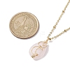 Natural Rose Quartz with Brass Pendant Necklaces NJEW-JN04679-01-3