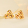 Luxurious Brass Pave Clear Cubic Zirconia Flower Stud Earrings AI0449-4