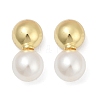 Round Brass Stud Earrings EJEW-H154-01G-4