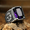 316L Stainless Steel & Cubic Zirconia Men's Vintage Carved Finger Rings FS-WG82D33-07-1