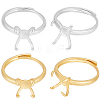 4Pcs 2 Colors Adjustable Brass Ring Components KK-BBC0012-94-1