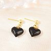 Valentine's Day Heart Brass Enamel Dangle Stud Earrings EJEW-Z164-19G-03-1