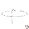 Natural Freshwater Pearl Beaded Link Anklet with Rhodium Plated 925 Sterling Silver Cable Chain for Women AJEW-F162-015P-2