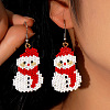 Fashionable Christmas Snowman Glass Dangle Earrings NF4496-3