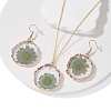 Inner Dried Flower Resin Dangle Earring & Pendant Necklaces Sets SJEW-FS00005-1