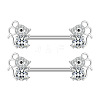 304 Stainless Steel Clear Cubic Zirconia Nipple Barbells WG1DC98-07-1