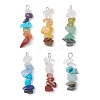 6Pcs Mixed Gemstone Chip Beaded Pendants Set PALLOY-JF02769-01-1