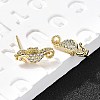 Sea Horse Brass Micro Pave Cubic Zirconia Ear Studs EJEW-D304-38G-1