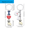 WEWAYSMILE 2 pcs Dog Keychain Car Keychain Pet Pendant Key-Ring Lovely Dog Key-ring Portable Metal Keychain Gift for Pet Lover Birthday Puppy Theme Party Supplies (Pug) JX790A-2