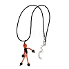 Halloween Theme Skeleton Glass Seed Beaded & Natural Black Onyx(Dyed & Heated) & Skull Dyed Synthetic Turquoise Pendant Necklaces NJEW-MZ00117-6
