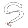 202 Stainless Steel Enamel Box Chain Sport Ball Pendant Necklaces for Men NJEW-K380-01B-04-2