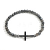 Men's Labradorite Beaded Cross Bracelet MS7461-6-1