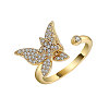 Brass Micro Pave Cubic Zirconia Rotating Cuff Rings for Women FS-WG7CCCF-03-2