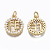 Brass Micro Pave Clear Cubic Zirconia Pendants ZIRC-N039-137-NF-2