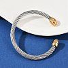 304 Stainless Steel Cuff Bangles BJEW-M136-01B-PG-2
