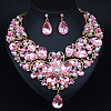 Teardrop Alloy Rhinestone Pendant Necklaces & Stud Earrings Sets for Women WG498A8-03-1