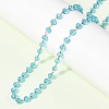 304 Stainless Steel with Glass Faceted Rondelle Bead Handmade Link Chain Birth Stone Necklaces for Women NJEW-G195-01G-10-3