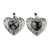 Natural Snowflake Obsidian Peach Love Heart Pendants G-G158-01G-1