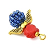 Red Rose Flower Resin & Glass Seed Beads Pendants PALLOY-MZ00289-01-5