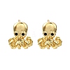 Octopus Brass Micro Pave Cubic Zirconia Stud Earrings EJEW-H157-02G-4