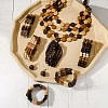 Wood Beaded Multilayer Necklaces & Beaded Bracelets & Dangle Earrings Sets WG7BAAE-02-3