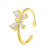 Brass Micro Pave Clear Cubic Zirconia Open Cuff Rings for Women WH-WG30454-01-1