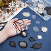 20Pcs 10 Styles Tibetan Style Antique Silver Alloy Flat Oval Pendant Cabochon Settings TIBEP-ME0001-05-3