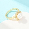 Brass Micro Pave Cubic Zirconia Finger Rings for Women RJEW-D340-02G-02-5