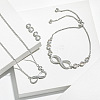 Infinity Brass Micro Pave Clear Cubic Zirconia Pendant Necklaces & Bracelets & Stud Earrings Sets FS-WGC2BAC-04-1