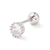 Flat Round Clear Cubic Zirconia Stud Earrings for Women EJEW-A065-04P-1