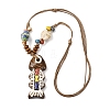 Ceramic Fish Pendant Adjustable Waxed Cord Necklaces for Women NJEW-B146-02-2
