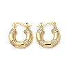 Brass Pave Clear Cubic Zirconia Hoop Earrings for Women EJEW-M258-01G-1