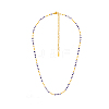 304 Stainless Steel & Glass Link Chain Necklaces for Women STAS-OY015-56G-1