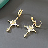 Brass & Cubic Zirconia Hoop Dangle Earrings WG4AE01-01-2