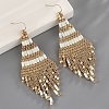 Boho Seed Bead Rhombus Tassel Earrings EJEW-Z072-02C-1