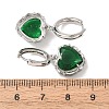 Valentine's Day Heart Brass & Glass Hoop Earrings EJEW-Z164-23P-04-5