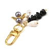 2Pcs 2 Colors Natural Obsidian & Quartz Crystal Chips Pendant Decoration HJEW-JM02400-5