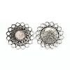 Nickel Free Tibetan Style Alloy Flower Cabochon Connector Settings PALLOY-J412-07AS-NF-1