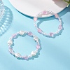 2pCS ABS Plastic Imitation Pearl & Acrylic Beads Stretch Bracelets for Girl BJEW-JB12947-1