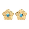 304 Stainless Steel Synthetic Turquoise Stud Earrings for Women EJEW-U046-15G-4