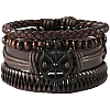 1Pc Cowhide & Imitation Leather Cord Knitted Multi-strand Bracelets AJEW-GF0011-50C-1