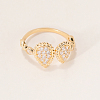 Brass Micro Pave Cubic Zirconia Cuff Open Rings for Women BQ0682-5-1
