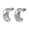 304 Stainless Steel & Rhinestones C-Shaped Stud Earrings for Women EJEW-S237-11-1