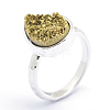 Electroplate Natural Druzy Quartz Crystal Finger Rings RJEW-I055-03P-RS-4