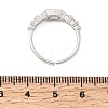 Brass with Cubic Zirconia Cuff Rings for Women RJEW-B160-07B-P-5